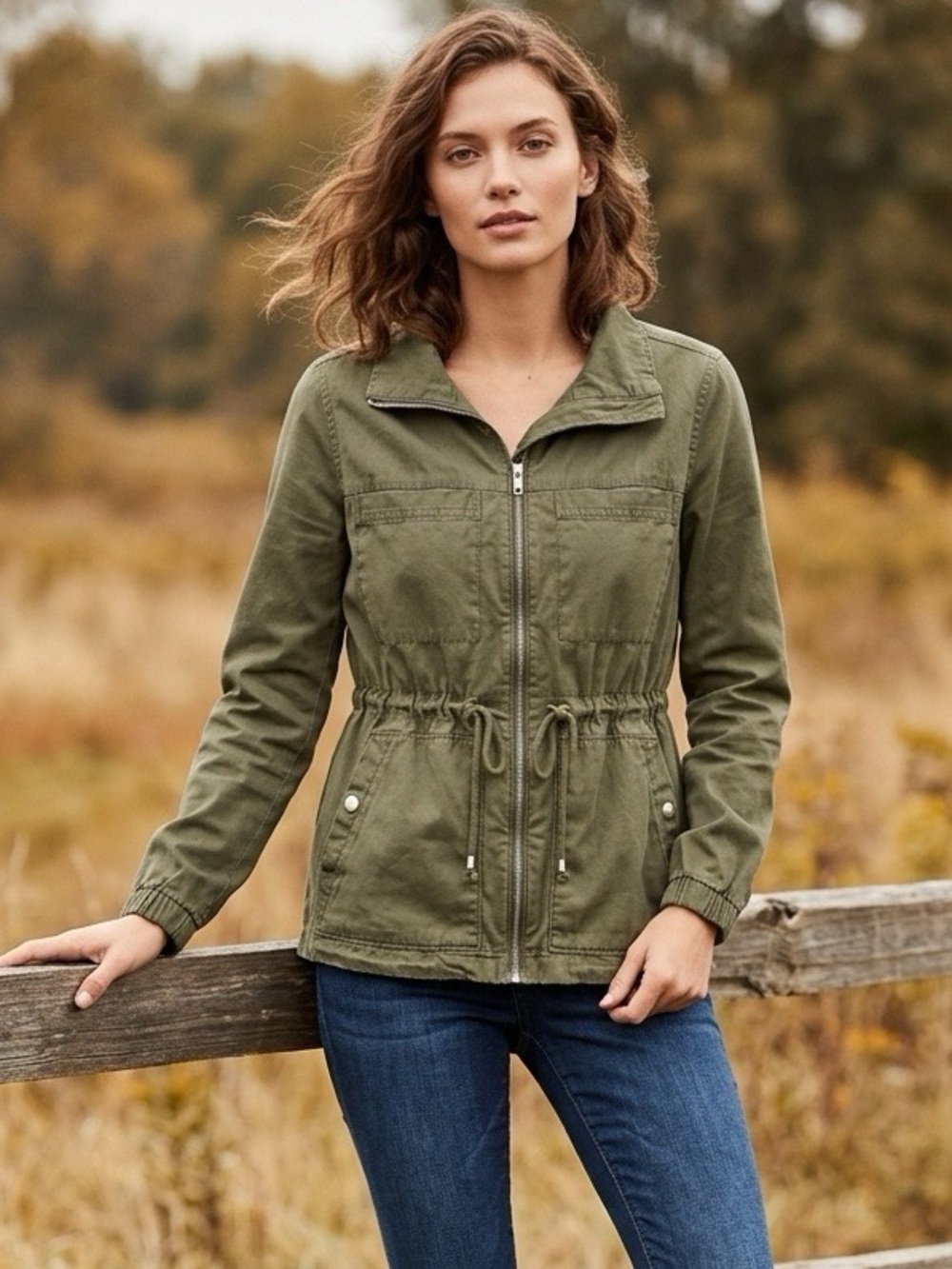 Old Navy Women's Full Zip Utility Twill Jacket S